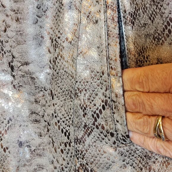 Chicos Jacket Womens Large Metallic Snakeskin Leather Reversible Coat Chic - Picture 3 of 13